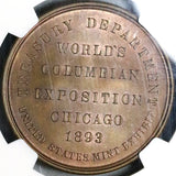 1893 NGC MS 62 Columbian Expo So Called Dollar Large Letters Official Medal Coin (22101104C)