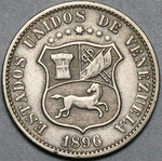 1896 Venezuela 12 1/2 Centimos XF Horse Coin (22070901R)