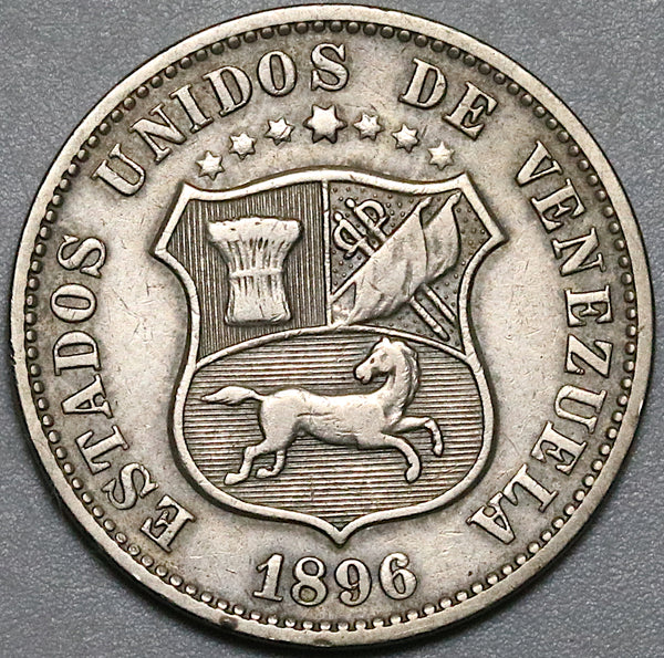 1896 Venezuela 12 1/2 Centimos XF Horse Coin (22070901R)
