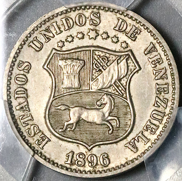 1896 PCGS MS 63 Venezuela 12 1/2 Centimos Horse Mint State Coin (22091601C)