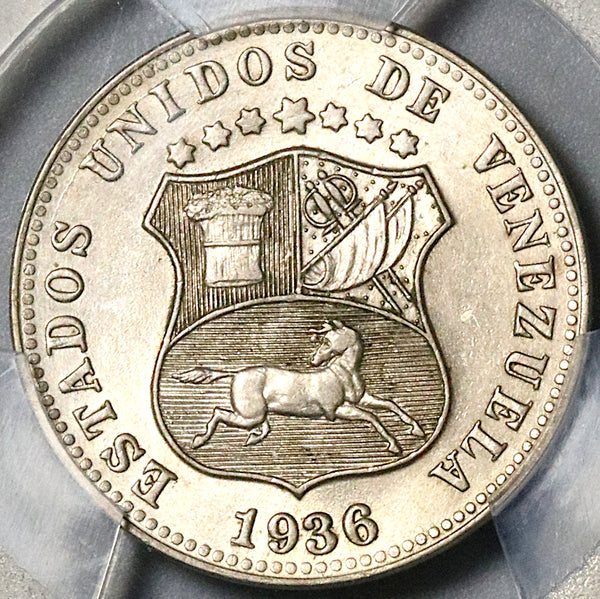 1936 PCGS MS 64 Venezuela 12 1/2 Centimos Horse Mint State Coin (22051103D)