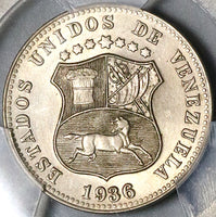 1936 PCGS MS 64 Venezuela 12 1/2 Centimos Horse Mint State Coin (22051103D)