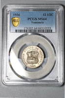 1936 PCGS MS 64 Venezuela 12 1/2 Centimos Horse Mint State Coin (22051103D)