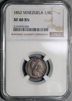 1852 NGC XF 40 Venezuela 1/4 Centavo Liberty Head Coin (20071404C)