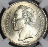 1936 NGC MS 63 Venezuela 2 Bolivares Silver Mint State Coin (20102703C)