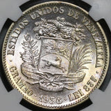 1936 NGC MS 63 Venezuela 2 Bolivares Silver Mint State Coin (20102703C)