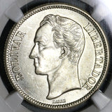 1945 NGC MS 65 Venezuela 2 Bolivares Silver Coin (19122701C)