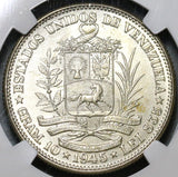 1945 NGC MS 65 Venezuela 2 Bolivares Silver Coin (19122701C)