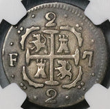 1819 NGC XF 40 Caracas 2 Reales Venezuela F7 Royalist Silver Coin (22032302C)