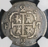 1819 NGC XF 40 Caracas 2 Reales Venezuela F7 Royalist Silver Coin (22032302C)