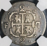 1819 NGC XF 40 Caracas 2 Reales Venezuela F7 Royalist Silver Coin (22032302C)