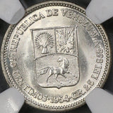 1954 NGC MS 64+ VENEZUELA 50 Centimos Silver Coin (18080105C)