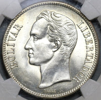 1936 NGC MS 63 Venezuela 5 Bolivares Silver 90% Mint State Crown Coin (20111201C)