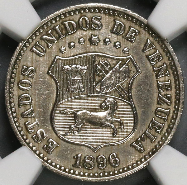 1896 NGC UNC Det Venezueal 5 Centimos Horse Coin (19081801C)