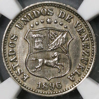 1896 NGC UNC Det Venezueal 5 Centimos Horse Coin (19081801C)
