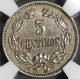 1896 NGC UNC Det Venezueal 5 Centimos Horse Coin (19081801C)