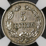 1896 NGC UNC Det Venezueal 5 Centimos Horse Coin (19081801C)