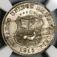1915 NGC AU 58 Venezuela 5 Centimos Scarce Horse Coin (20021903C)