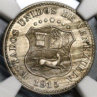 1915 NGC AU 58 Venezuela 5 Centimos Scarce Horse Coin (20021903C)