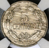 1915 NGC AU 58 Venezuela 5 Centimos Scarce Horse Coin (20021903C)