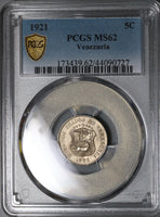 1921 PCGS MS 62 Venezuela 5 Centimos Horse Mint State Coin (22050201C)
