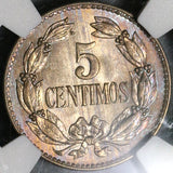 1927 NGC MS 64 Venezuela 5 Centimos Horse Mint State Coin (20121801C)