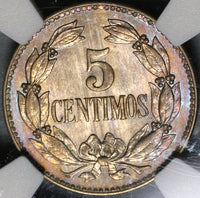 1927 NGC MS 64 Venezuela 5 Centimos Horse Mint State Coin (20121801C)