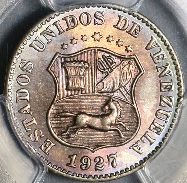 1927 PCGS MS 66 Venezuela 5 Centimos Horse Mint State Coin (19100803C)