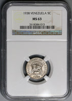 1938 NGC MS 63 Venezuela 5 Centimos Horse Coin (18082502C)