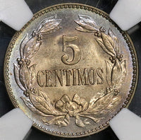 1938 NGC MS 65+ Venezuela 5 Centimos Gem Mint State Coin (17121801D)